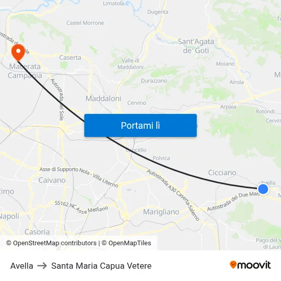 Avella to Santa Maria Capua Vetere map