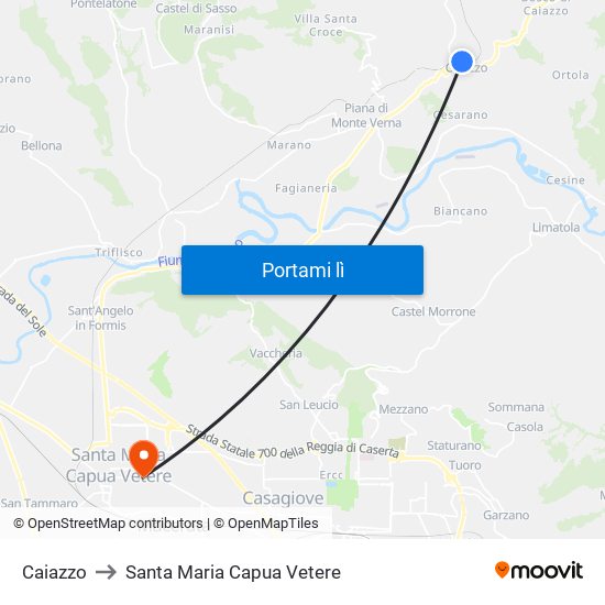 Caiazzo to Santa Maria Capua Vetere map
