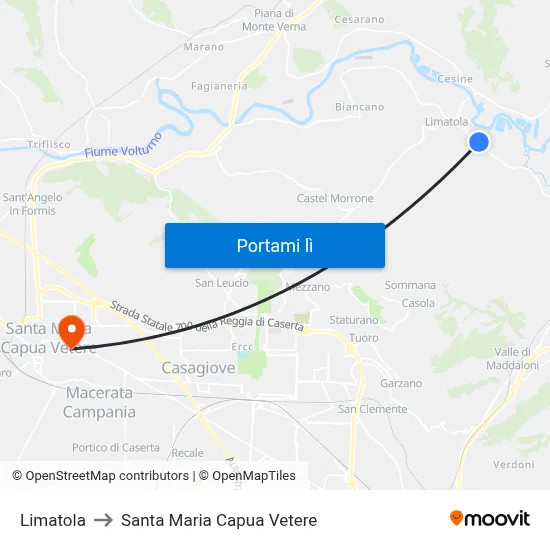 Limatola to Santa Maria Capua Vetere map