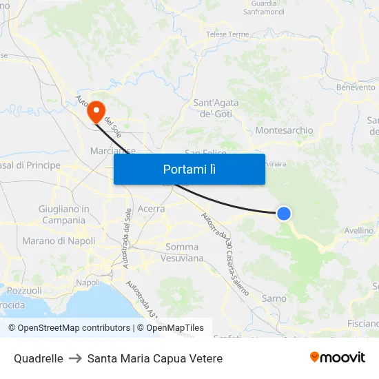 Quadrelle to Santa Maria Capua Vetere map