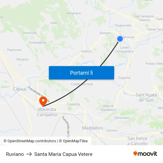 Ruviano to Santa Maria Capua Vetere map
