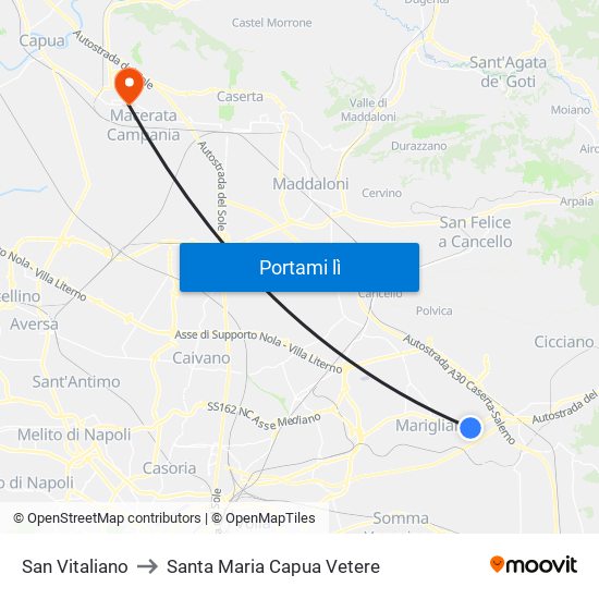 San Vitaliano to Santa Maria Capua Vetere map