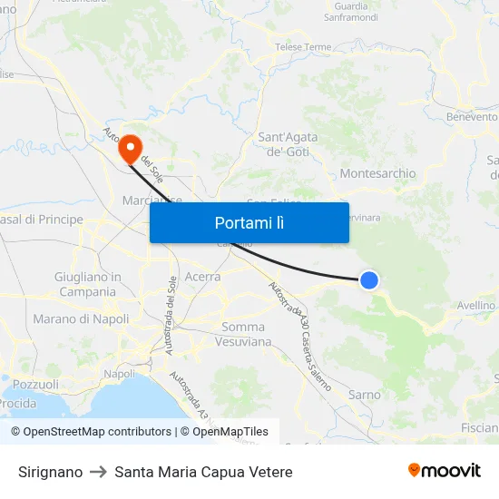 Sirignano to Santa Maria Capua Vetere map