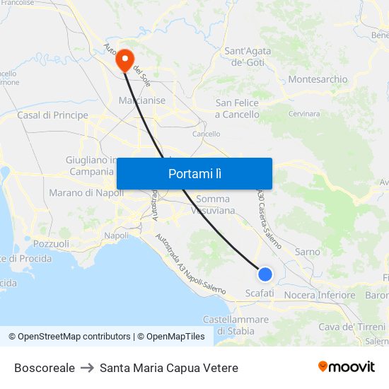 Boscoreale to Santa Maria Capua Vetere map