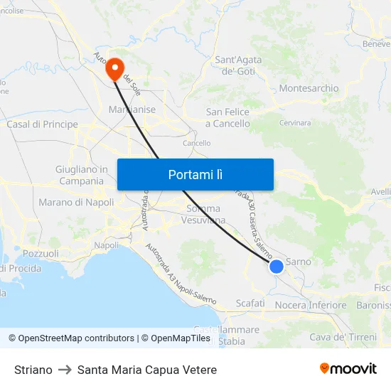 Striano to Santa Maria Capua Vetere map