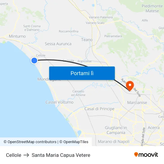 Cellole to Santa Maria Capua Vetere map