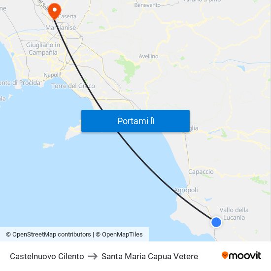 Castelnuovo Cilento to Santa Maria Capua Vetere map