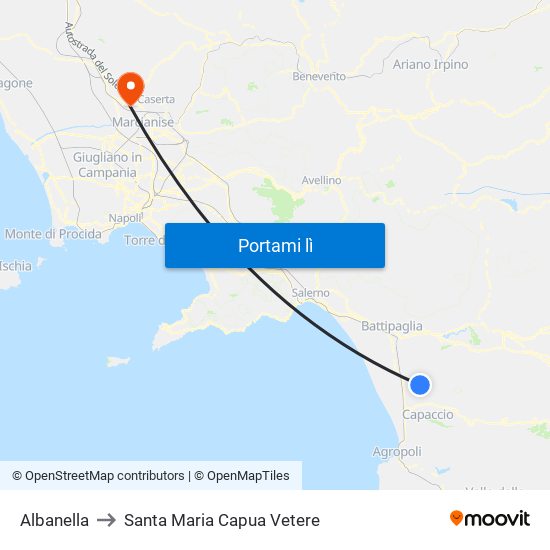 Albanella to Santa Maria Capua Vetere map