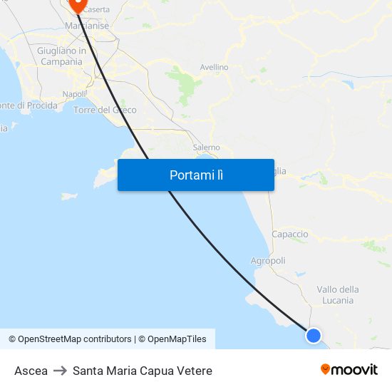 Ascea to Santa Maria Capua Vetere map