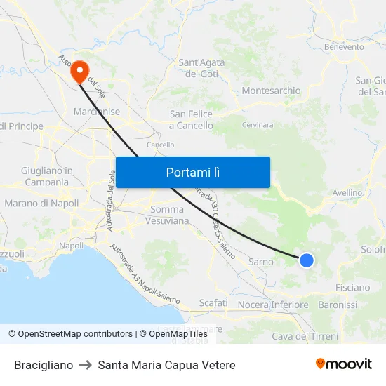 Bracigliano to Santa Maria Capua Vetere map