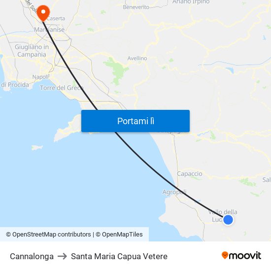 Cannalonga to Santa Maria Capua Vetere map
