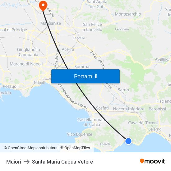 Maiori to Santa Maria Capua Vetere map