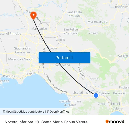 Nocera Inferiore to Santa Maria Capua Vetere map
