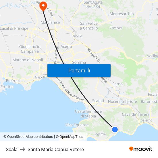 Scala to Santa Maria Capua Vetere map