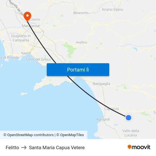 Felitto to Santa Maria Capua Vetere map