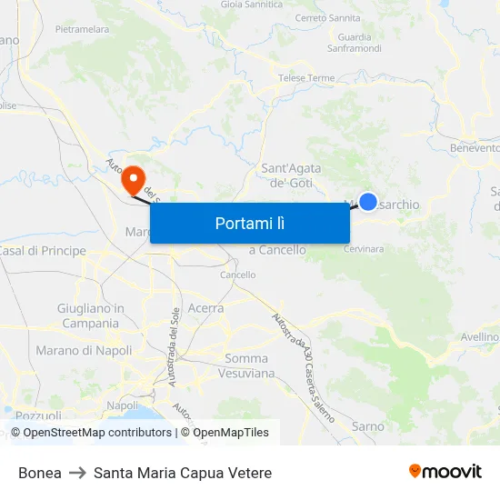 Bonea to Santa Maria Capua Vetere map