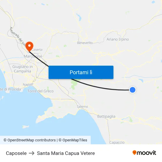 Caposele to Santa Maria Capua Vetere map
