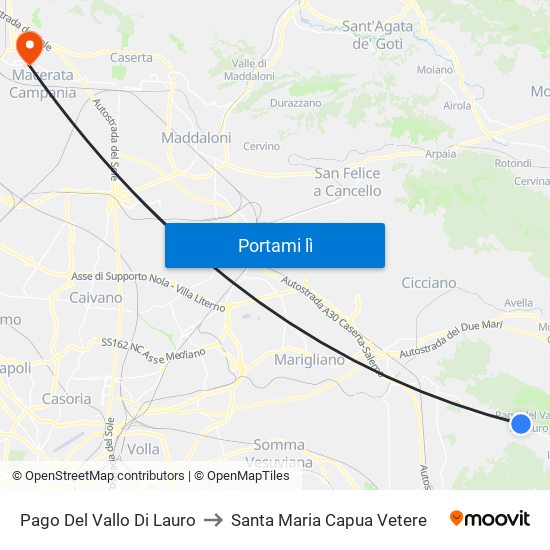 Pago Del Vallo Di Lauro to Santa Maria Capua Vetere map