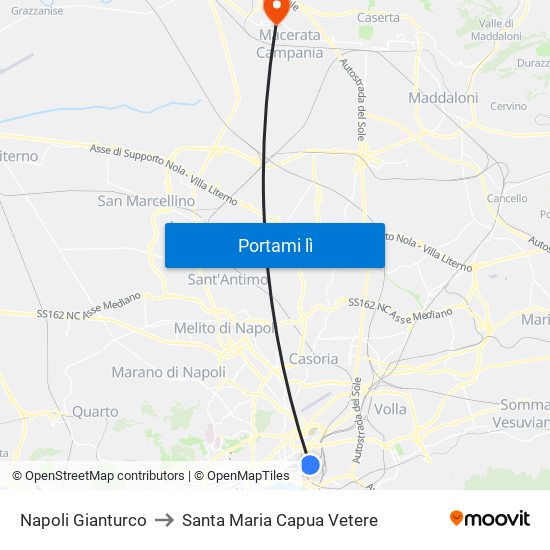 Napoli Gianturco to Santa Maria Capua Vetere map