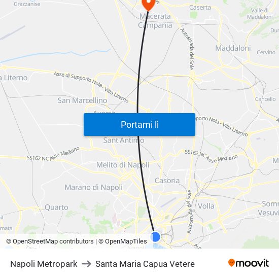 Napoli Metropark to Santa Maria Capua Vetere map