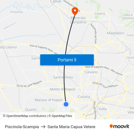 Piscinola-Scampia to Santa Maria Capua Vetere map