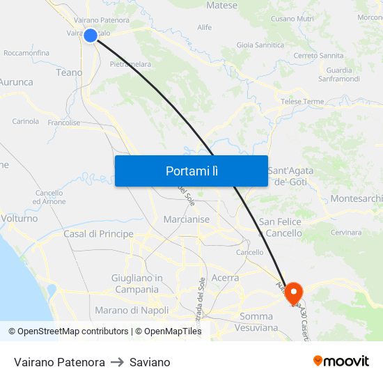 Vairano Patenora to Saviano map