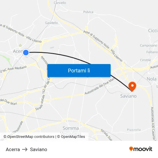 Acerra to Saviano map