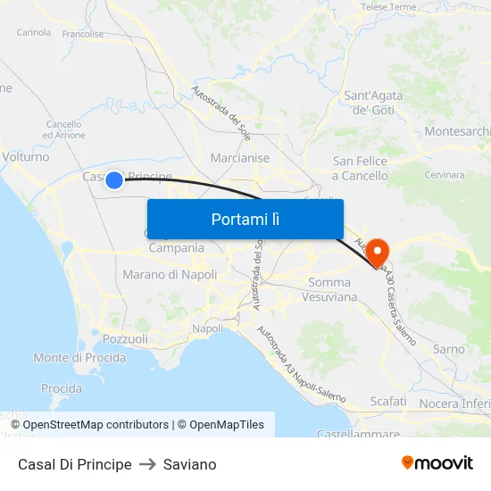 Casal Di Principe to Saviano map