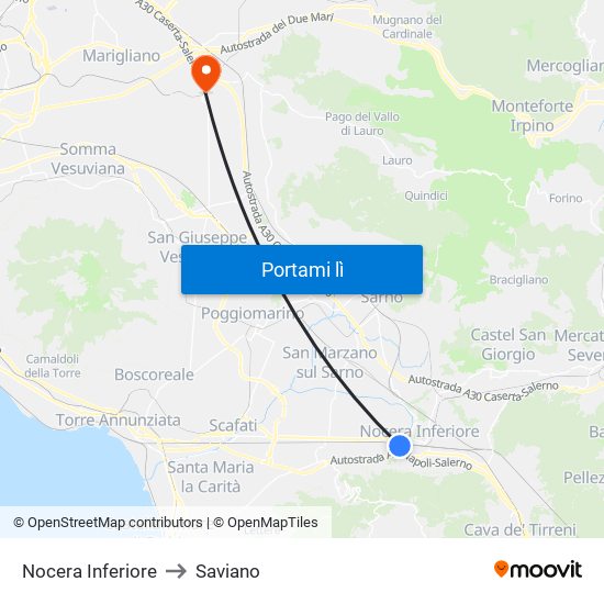 Nocera Inferiore to Saviano map