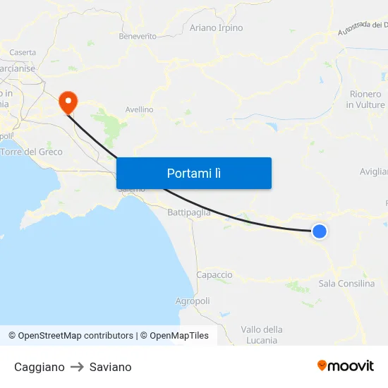 Caggiano to Saviano map
