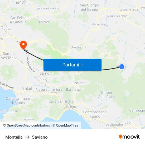 Montella to Saviano map