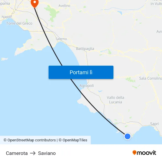 Camerota to Saviano map