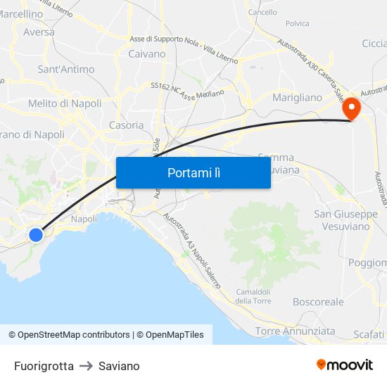 Fuorigrotta to Saviano map