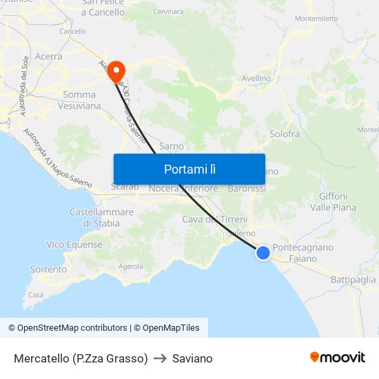 Mercatello (P.Zza Grasso) to Saviano map