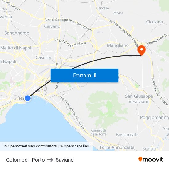 Colombo - Porto to Saviano map