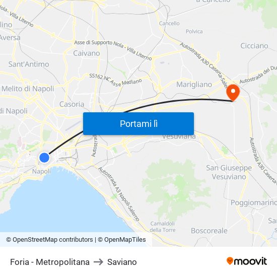 Foria - Metropolitana to Saviano map