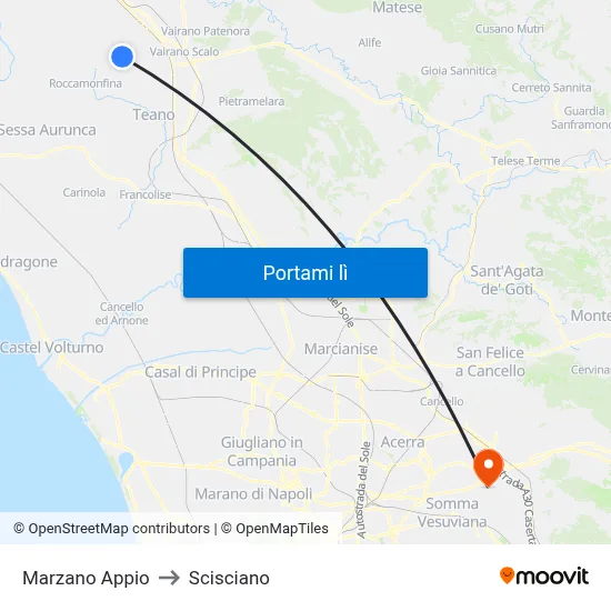 Marzano Appio to Scisciano map