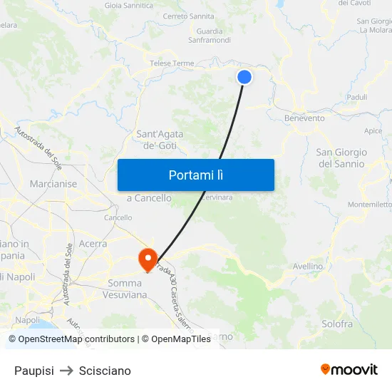 Paupisi to Scisciano map