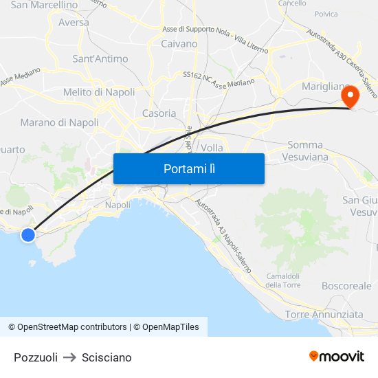 Pozzuoli to Scisciano map