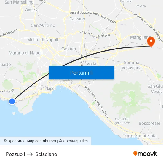 Pozzuoli to Scisciano map