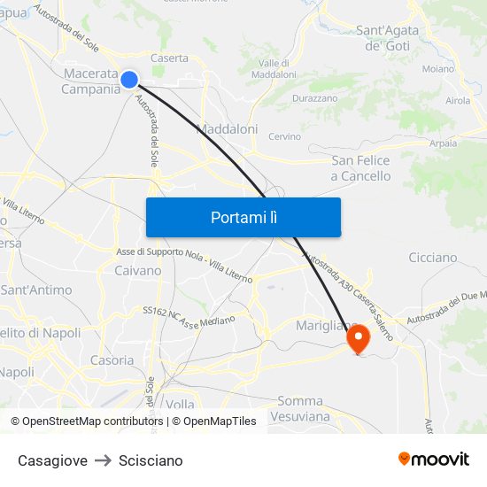 Casagiove to Scisciano map