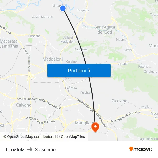 Limatola to Scisciano map