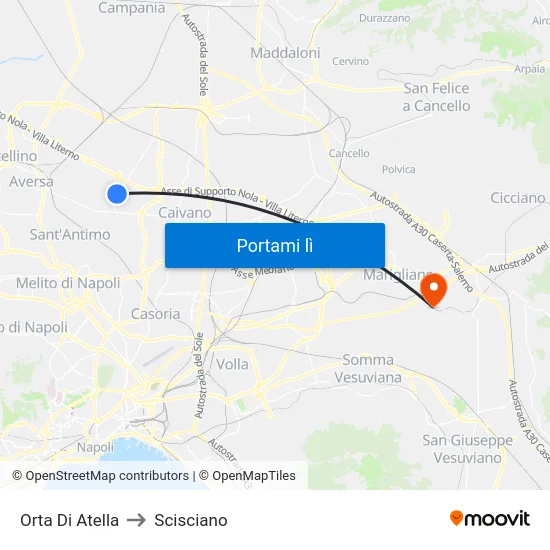Orta Di Atella to Scisciano map