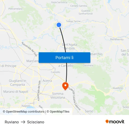 Ruviano to Scisciano map