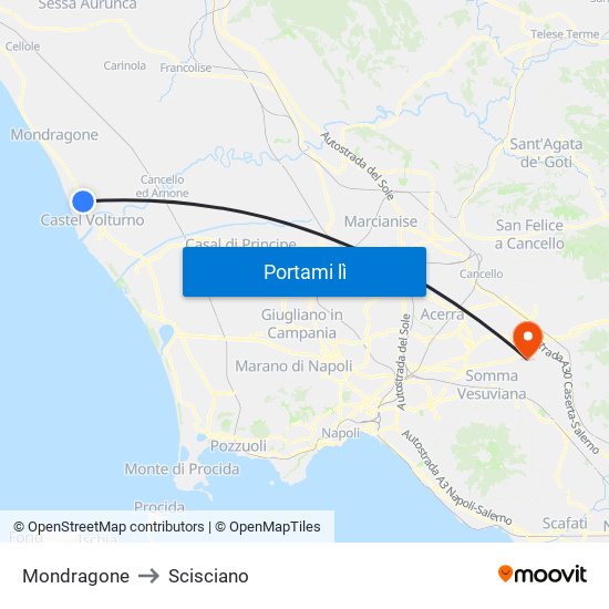 Mondragone to Scisciano map