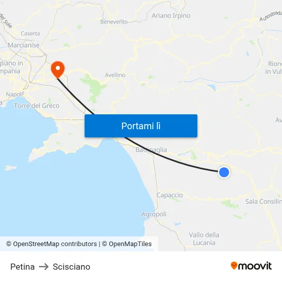 Petina to Scisciano map