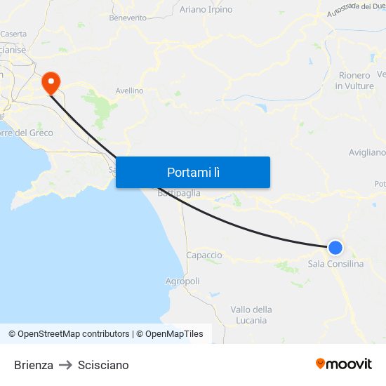Brienza to Scisciano map