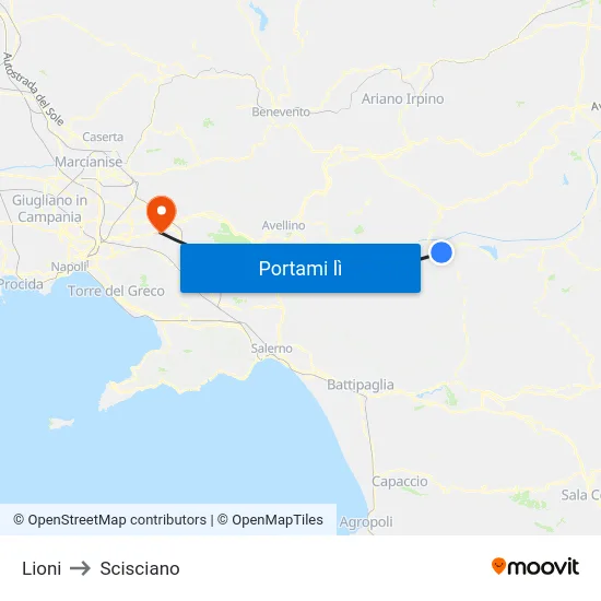 Lioni to Scisciano map
