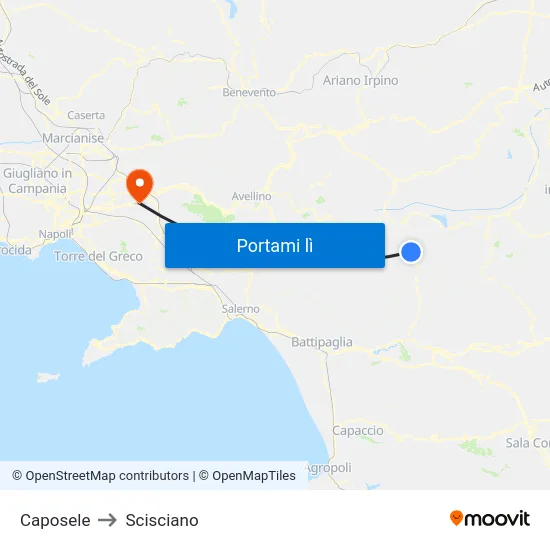 Caposele to Scisciano map