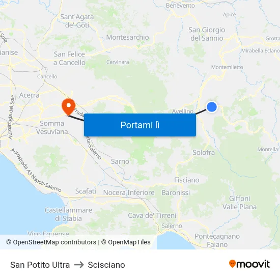 San Potito Ultra to Scisciano map